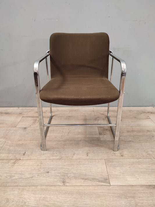 68113 Sedia in metallo cromato con seduta verde petrolio