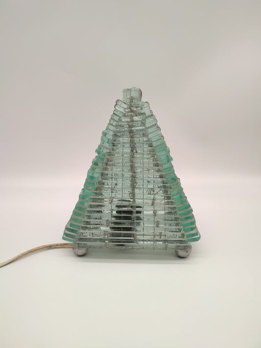 69739 Lampada piramide in tasselli di vetro anni '80, Italy