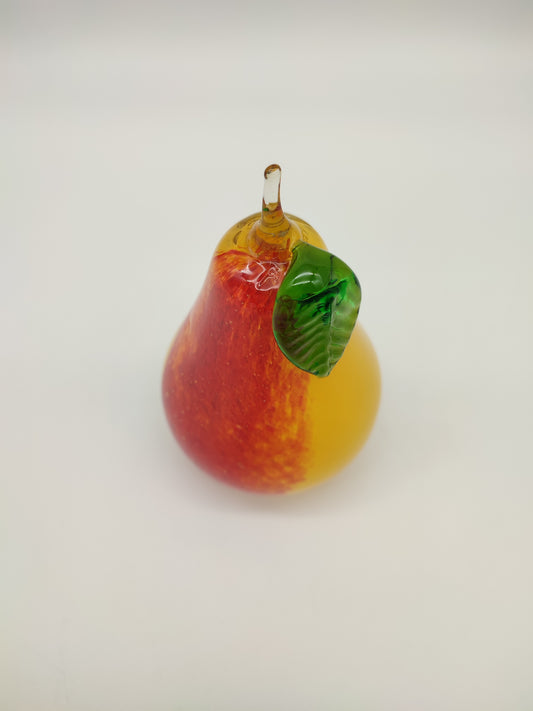 68128-4 Pera in vetro di Murano gialla e rossa