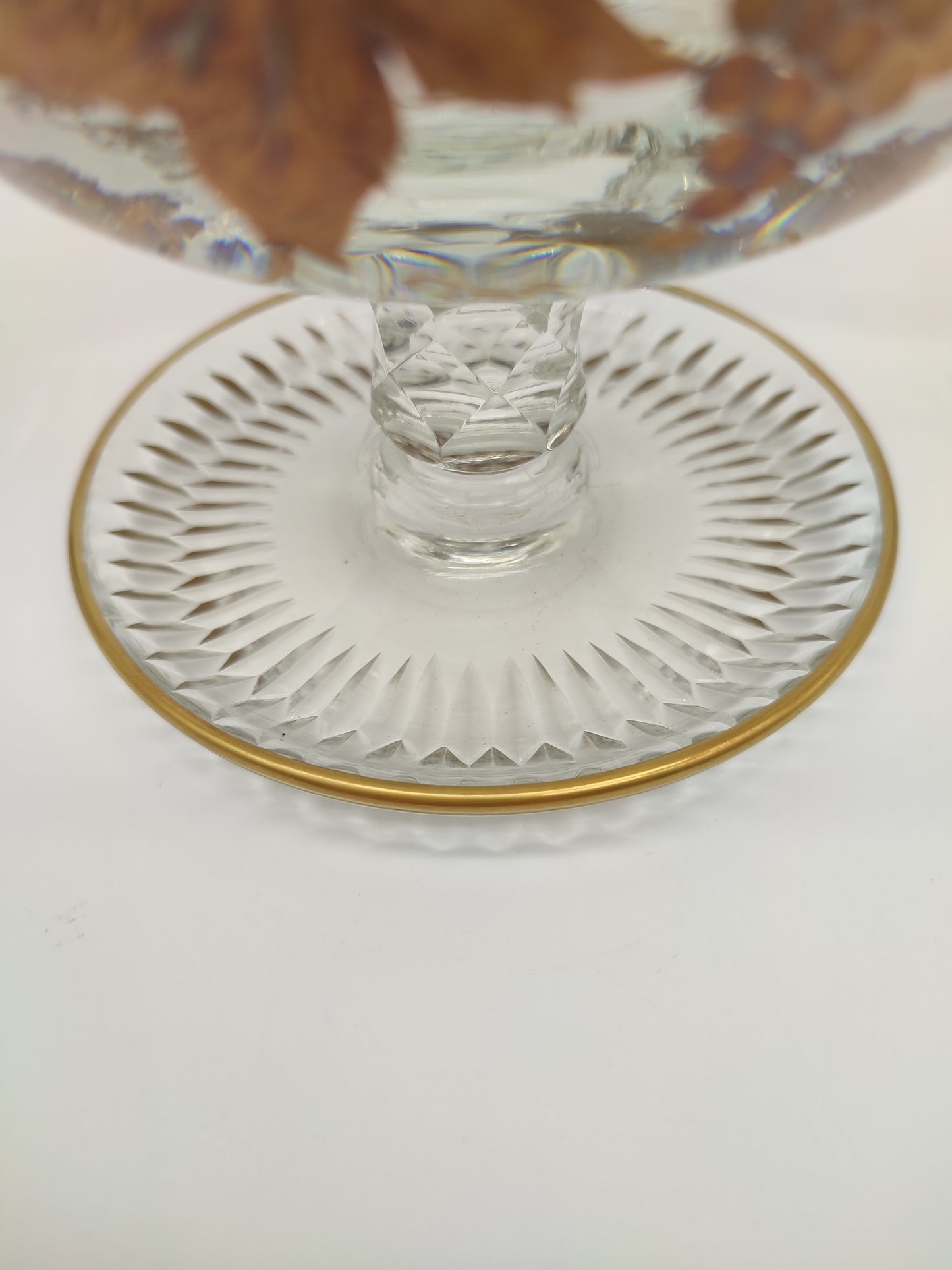 73931 Coppa da caviale in cristallo con decoro foglie uva