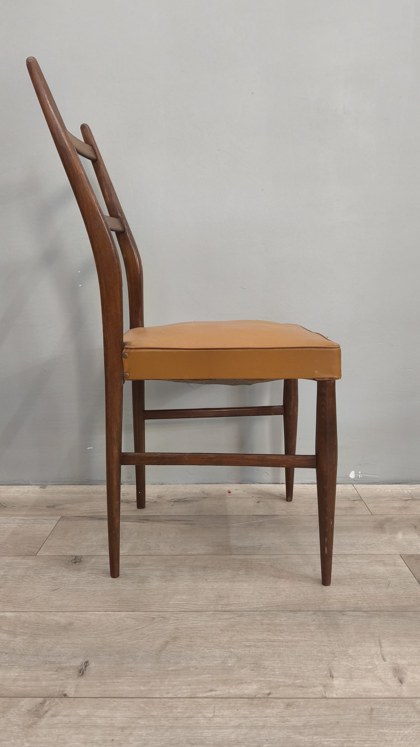 75758 Set n 6 sedie stile nordico con seduta in tessuto marrone
