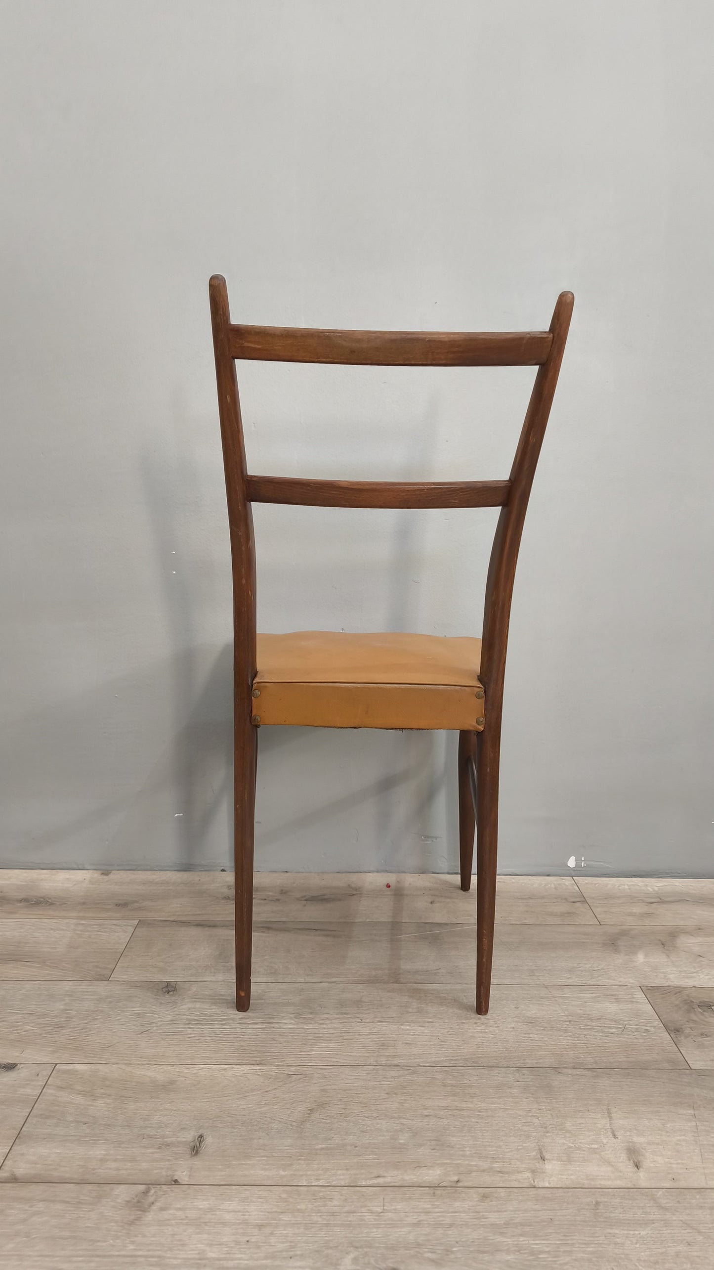 75758 Set n 6 sedie stile nordico con seduta in tessuto marrone