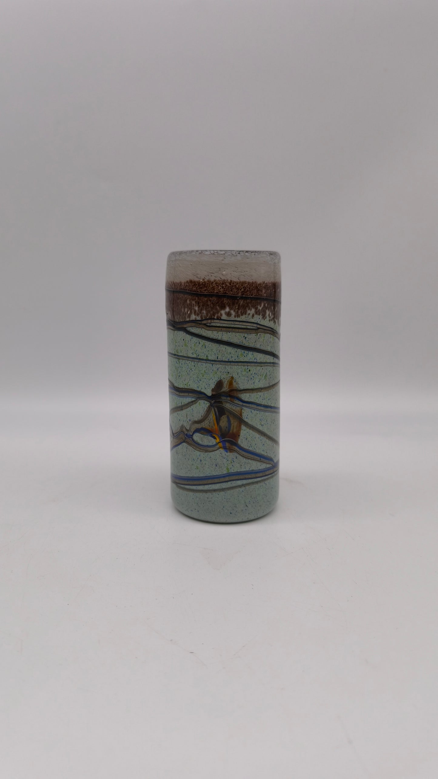 77800 Vaso in vetro cilindrico con decorazioni in vari colori