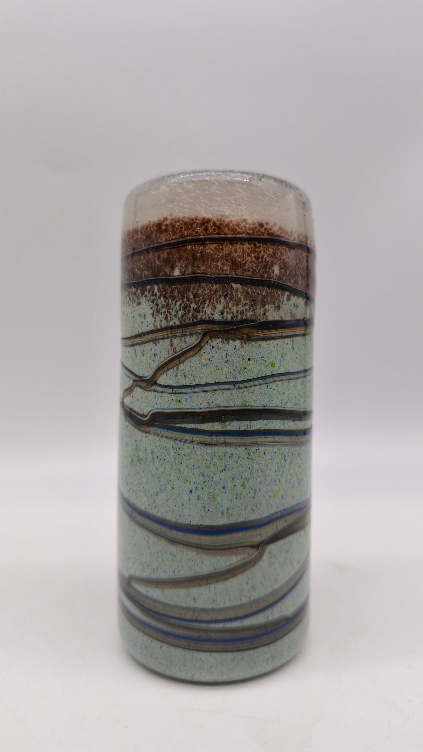 77800 Vaso in vetro cilindrico con decorazioni in vari colori