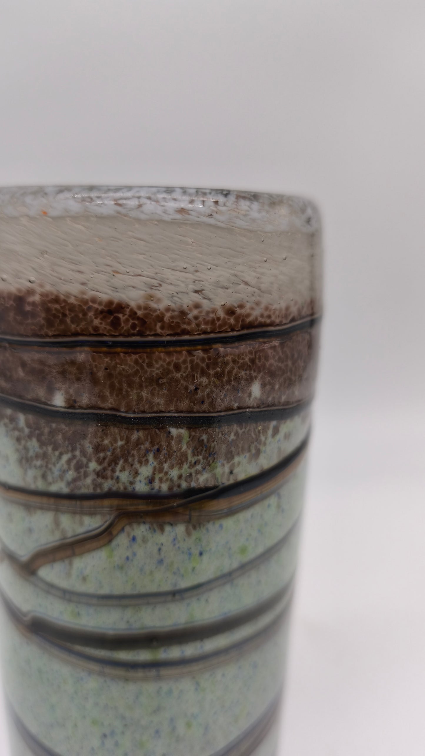 77800 Vaso in vetro cilindrico con decorazioni in vari colori