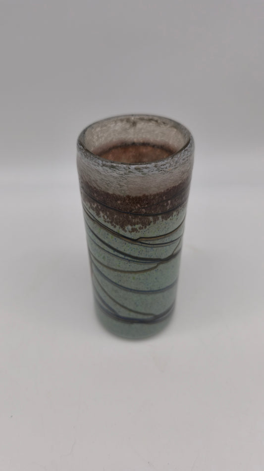 77800 Vaso in vetro cilindrico con decorazioni in vari colori