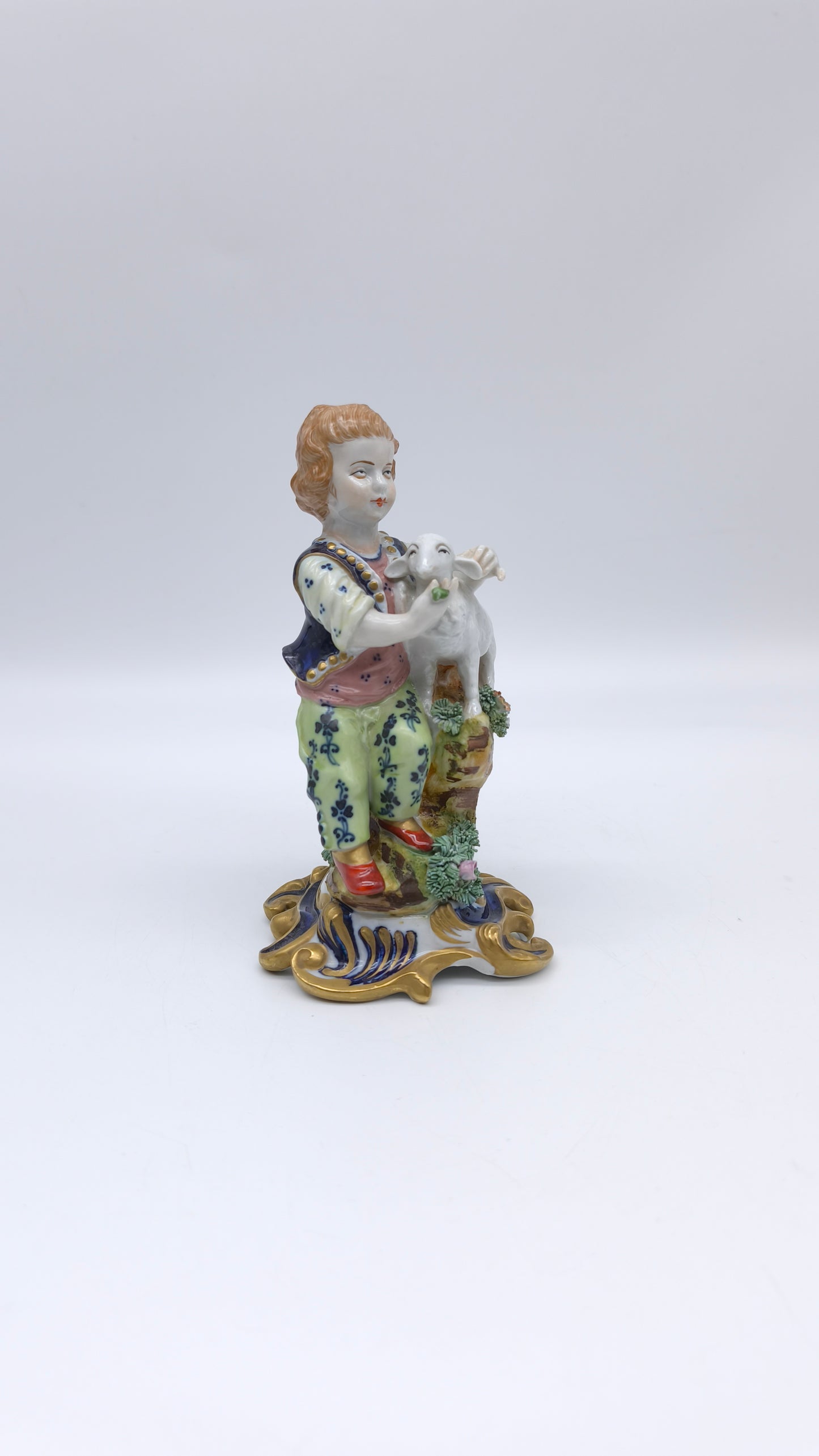 78241-1 Statuina fanciullo con agnello in ceramica Limoges