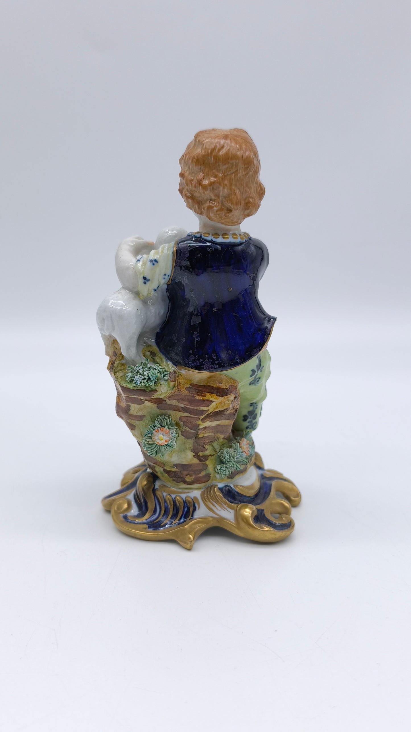 78241-1 Statuina fanciullo con agnello in ceramica Limoges