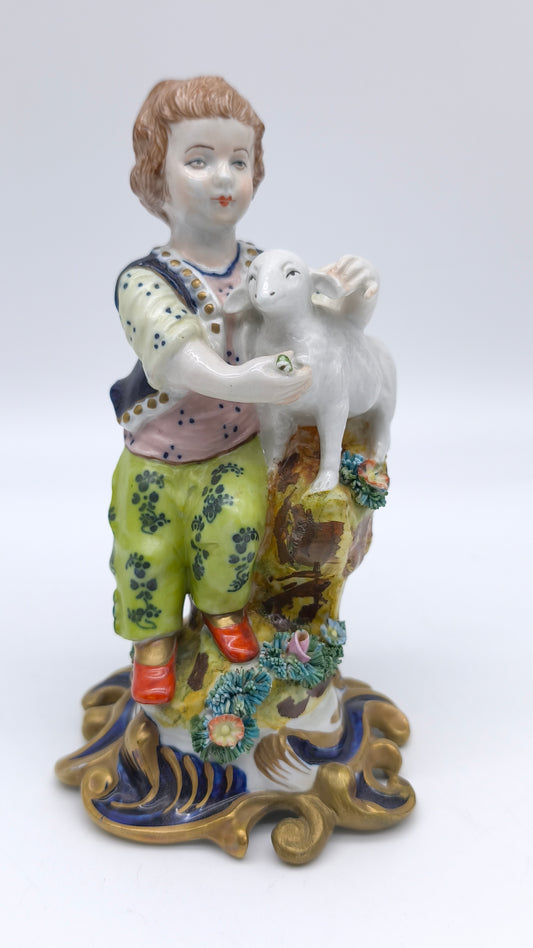 78241-2 Statuina fanciullo con agnello in ceramica Limoges