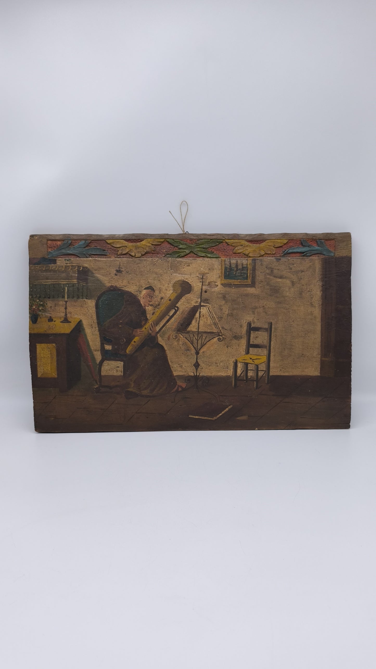 77841 Dipinto a olio su tavola in legno