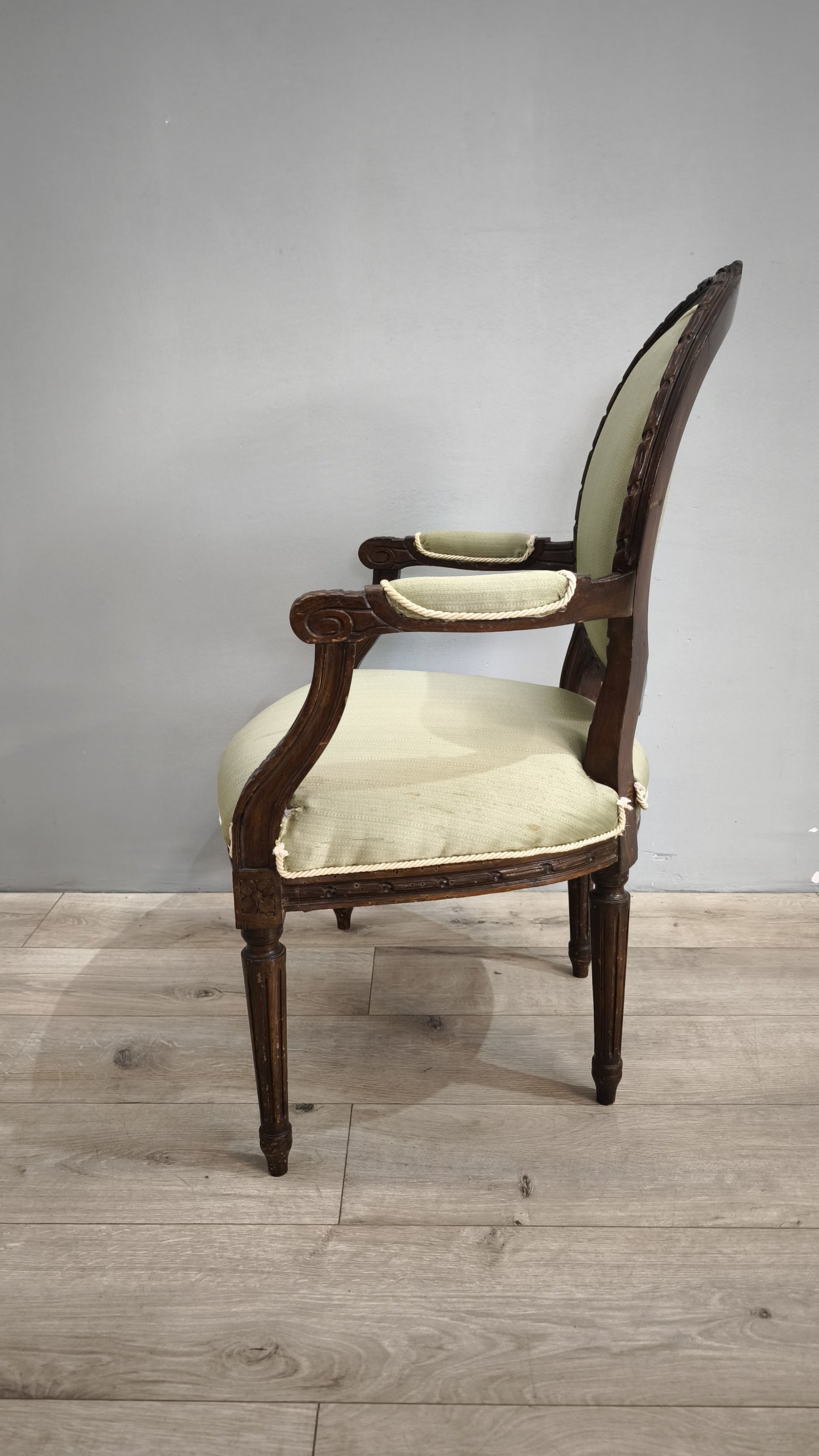 79360 Coppia di poltroncine in legno e tessuto verde