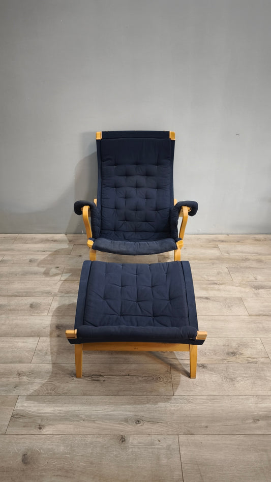 80023 Poltrona Bruno Mathsson con poggiapiedi