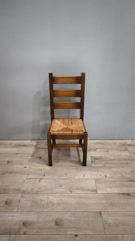 80268 Set n 6 sedie in legno con seduta in paglia