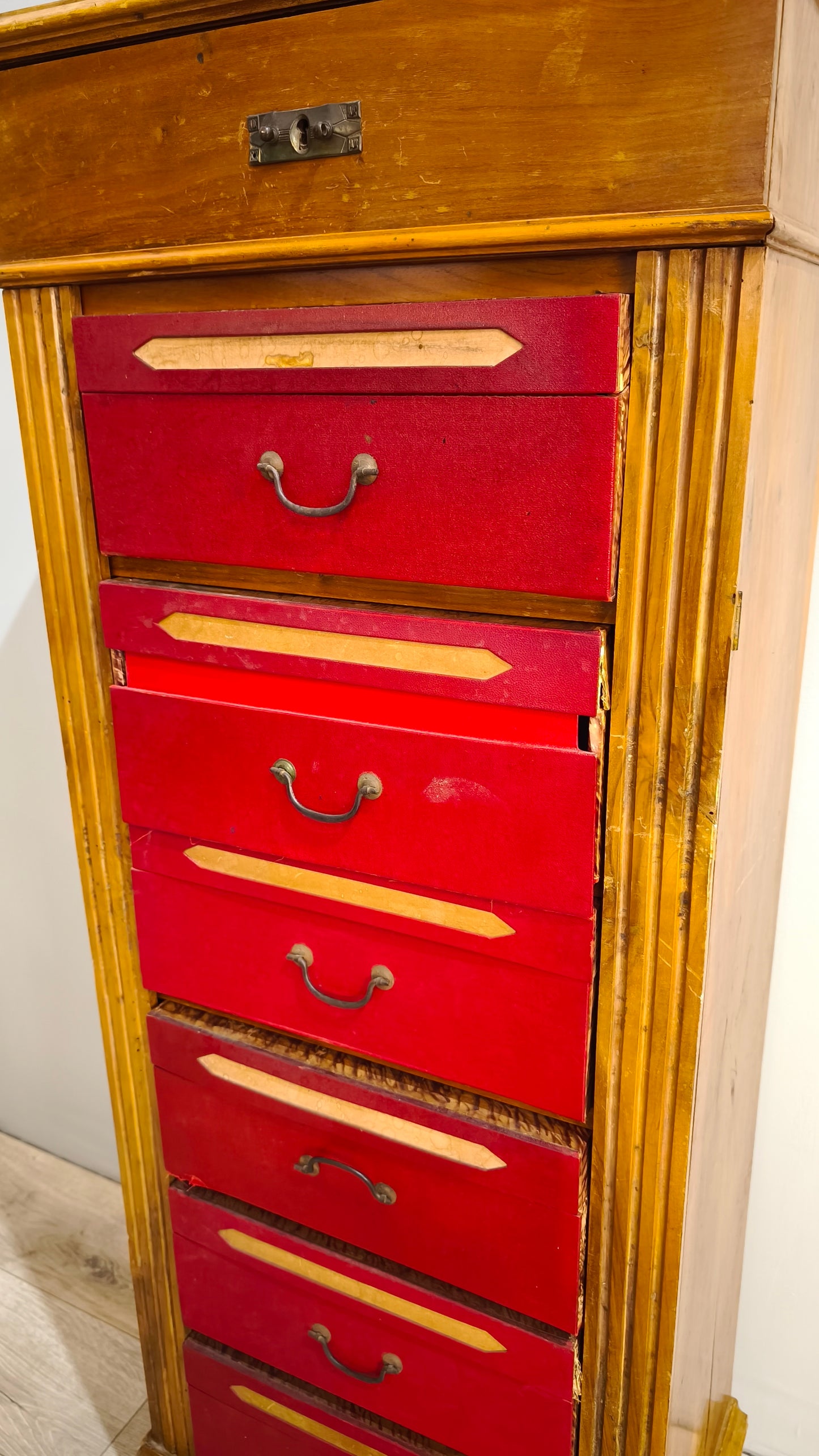 81818 Mobiletto archivio in legno con cassetti portadocumenti