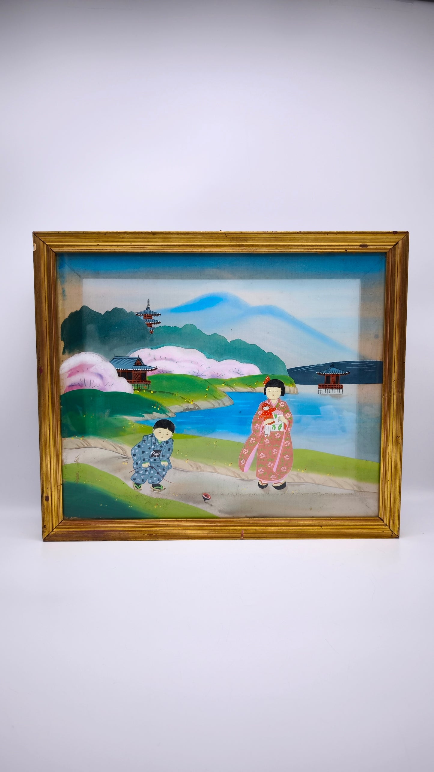 81738 Quadro dipinto su seta