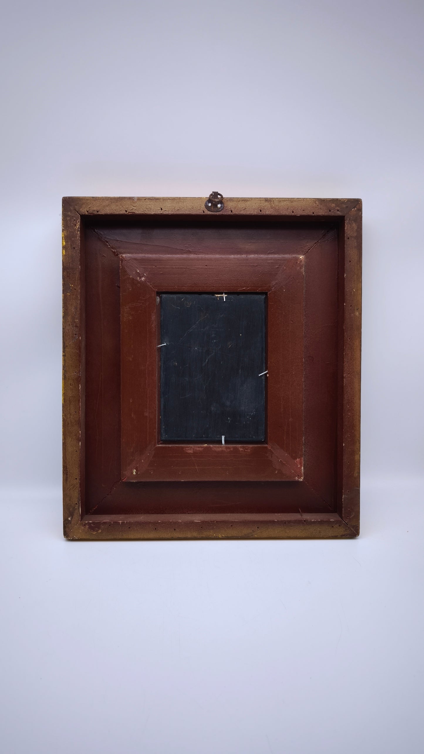 81841-2 Quadro dipinto a olio con cornice dorata lavorata