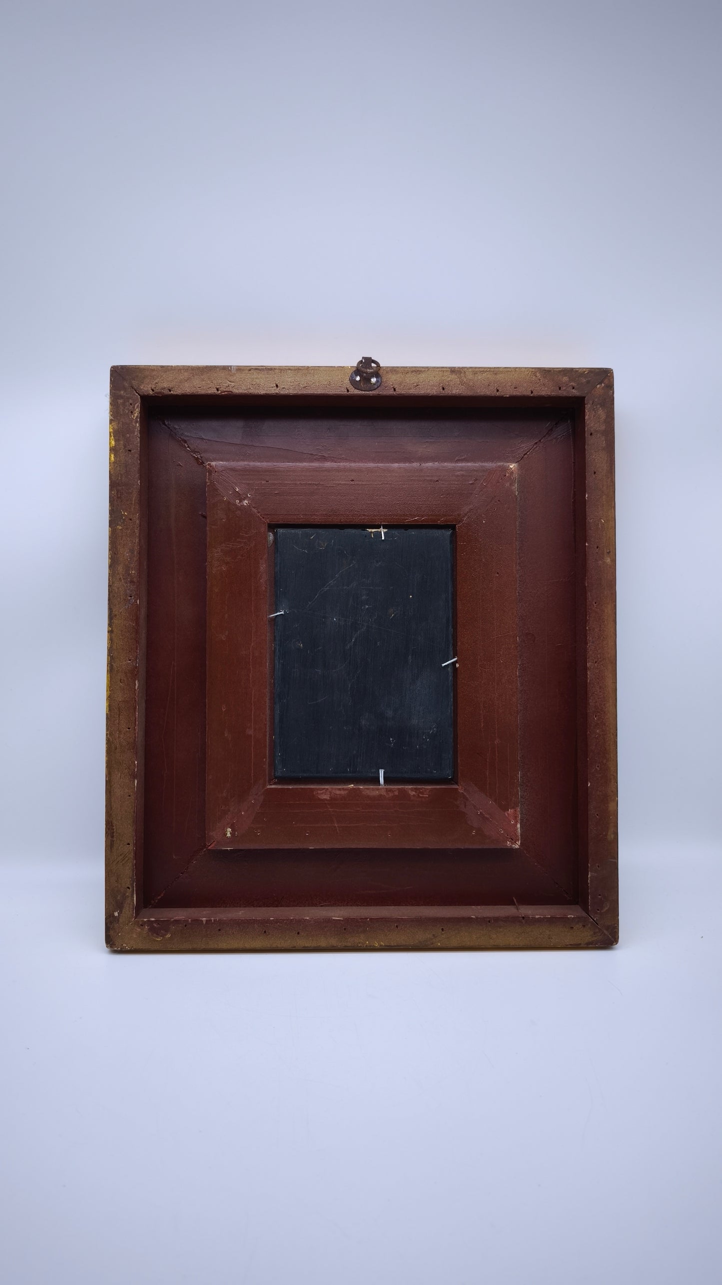 81841-2 Quadro dipinto a olio con cornice dorata lavorata