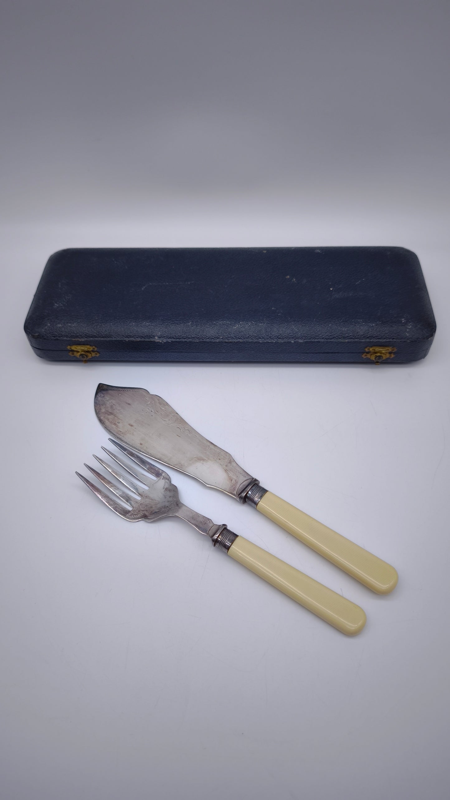 82141 Coppia di posate silver plated da portata da pesce