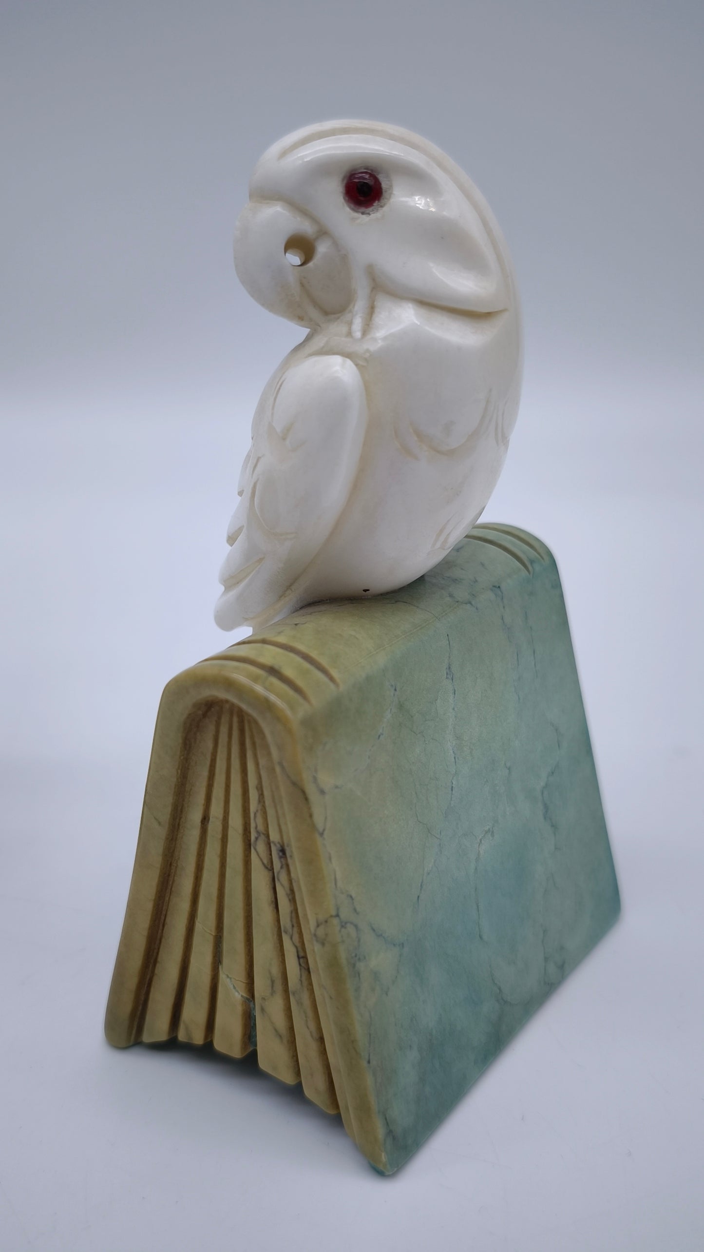 82297 Coppia di pappagalli fermalibri in pietra, anni '40