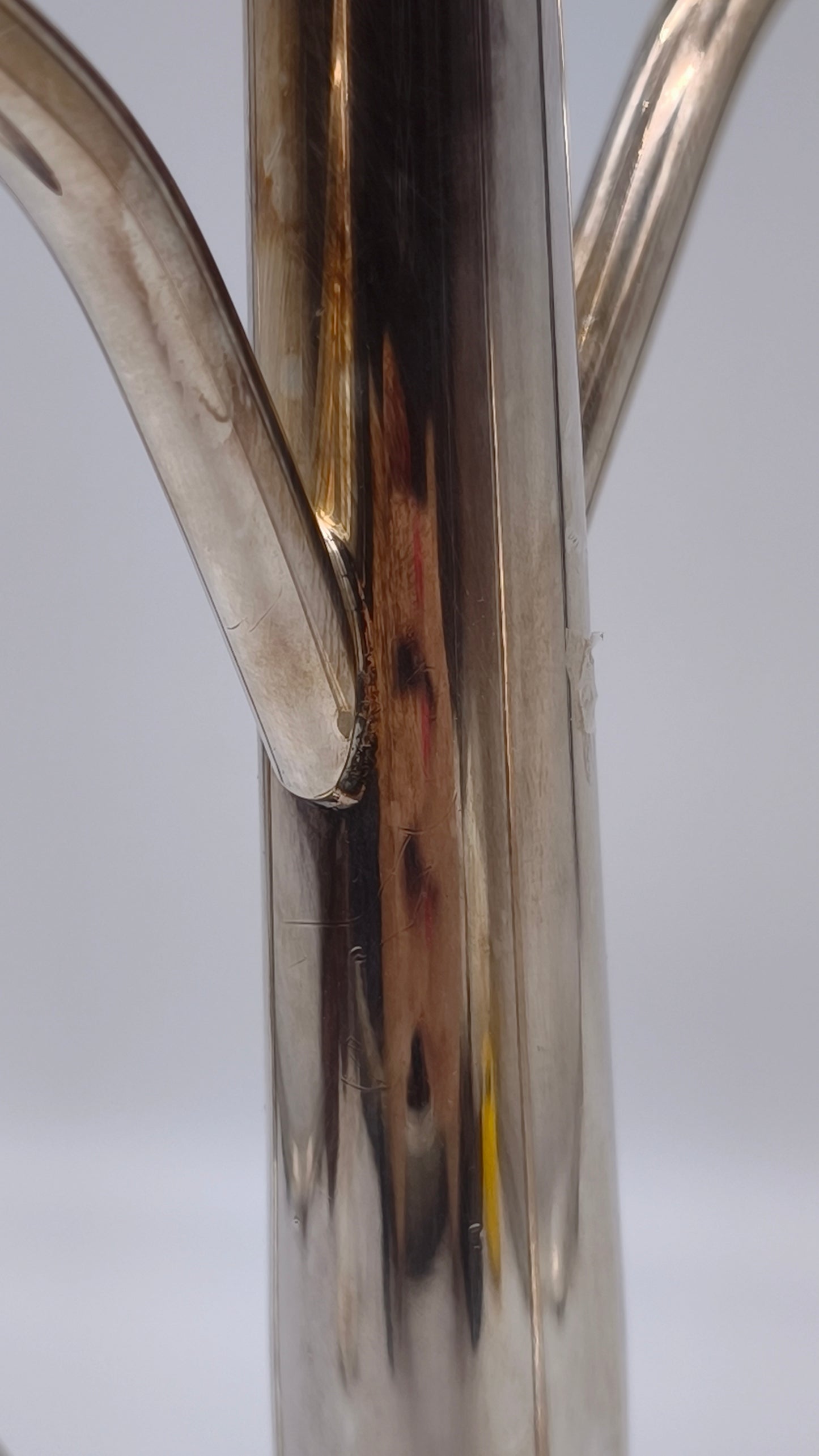 82607 Candelabro in metallo argentato Mesa Italy, anni '80