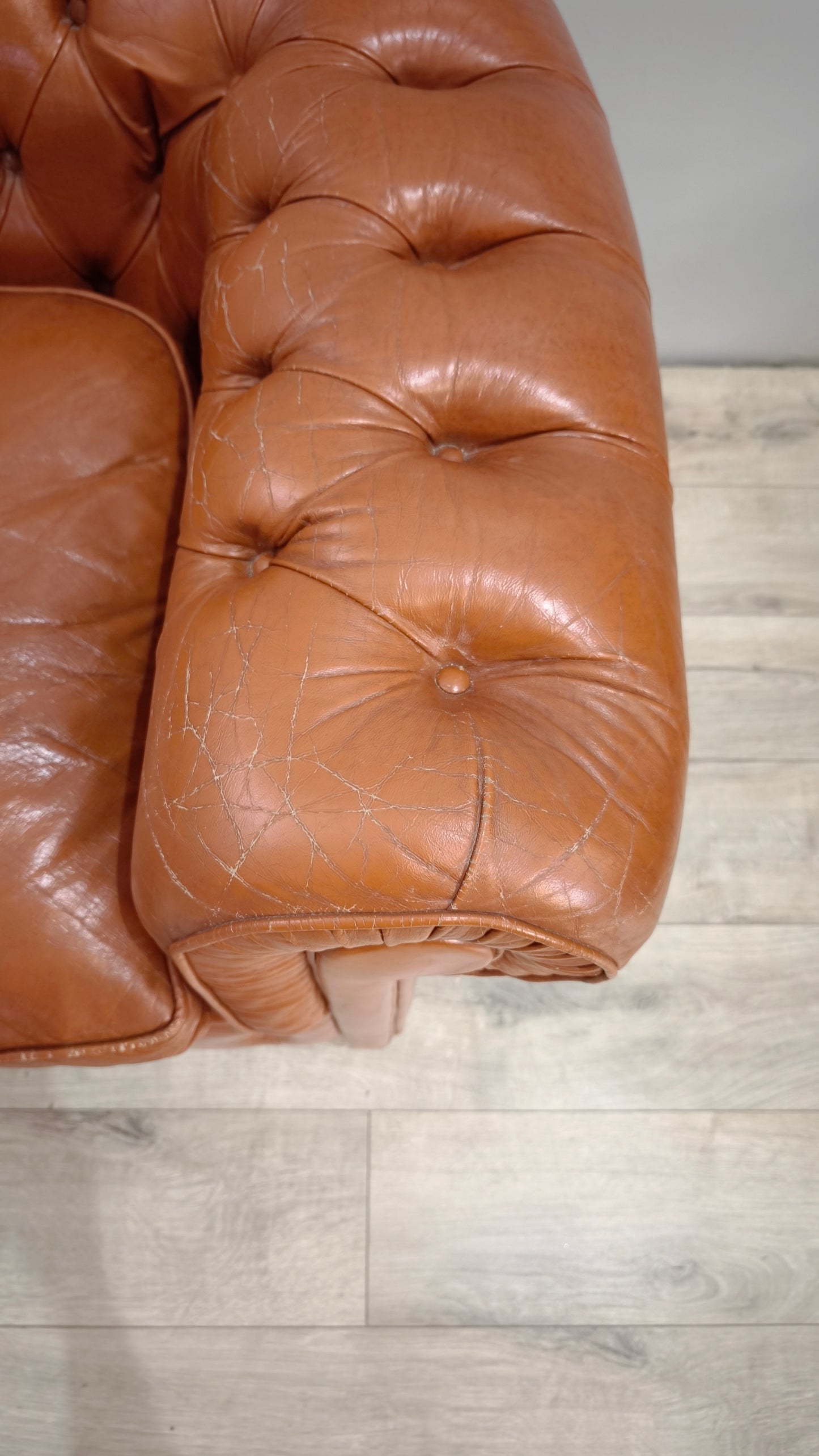 82766 Divano letto Chester in pelle marrone