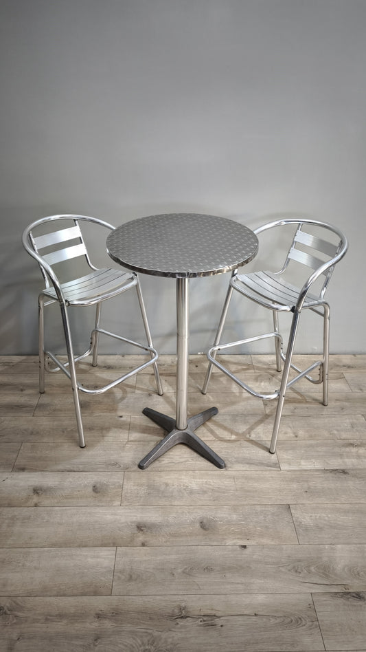 83915 Set da bar composto da un tavolo e due sgabelli in alluminio
