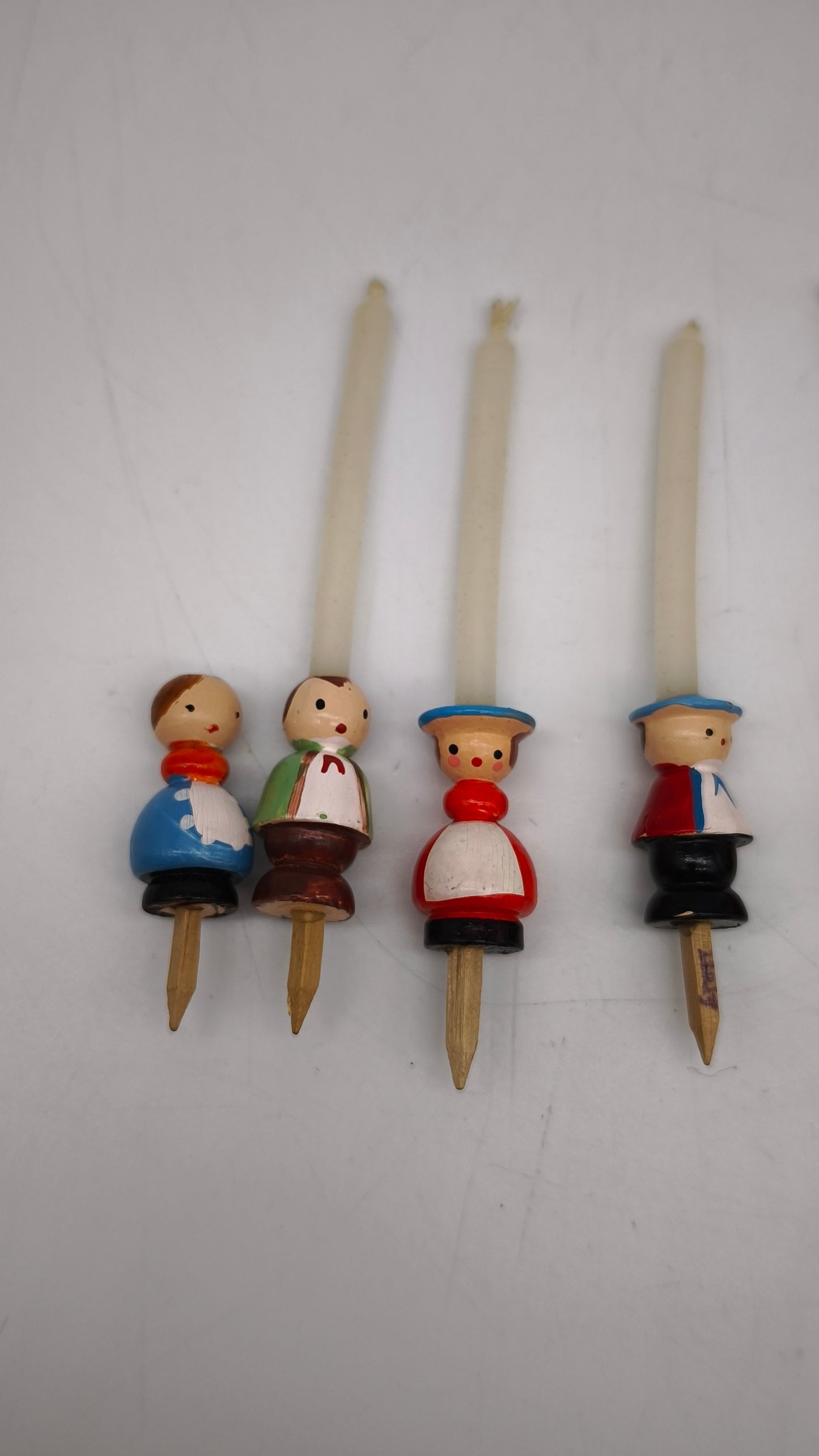 83149 Set n 6 porta candeline vintage in legno