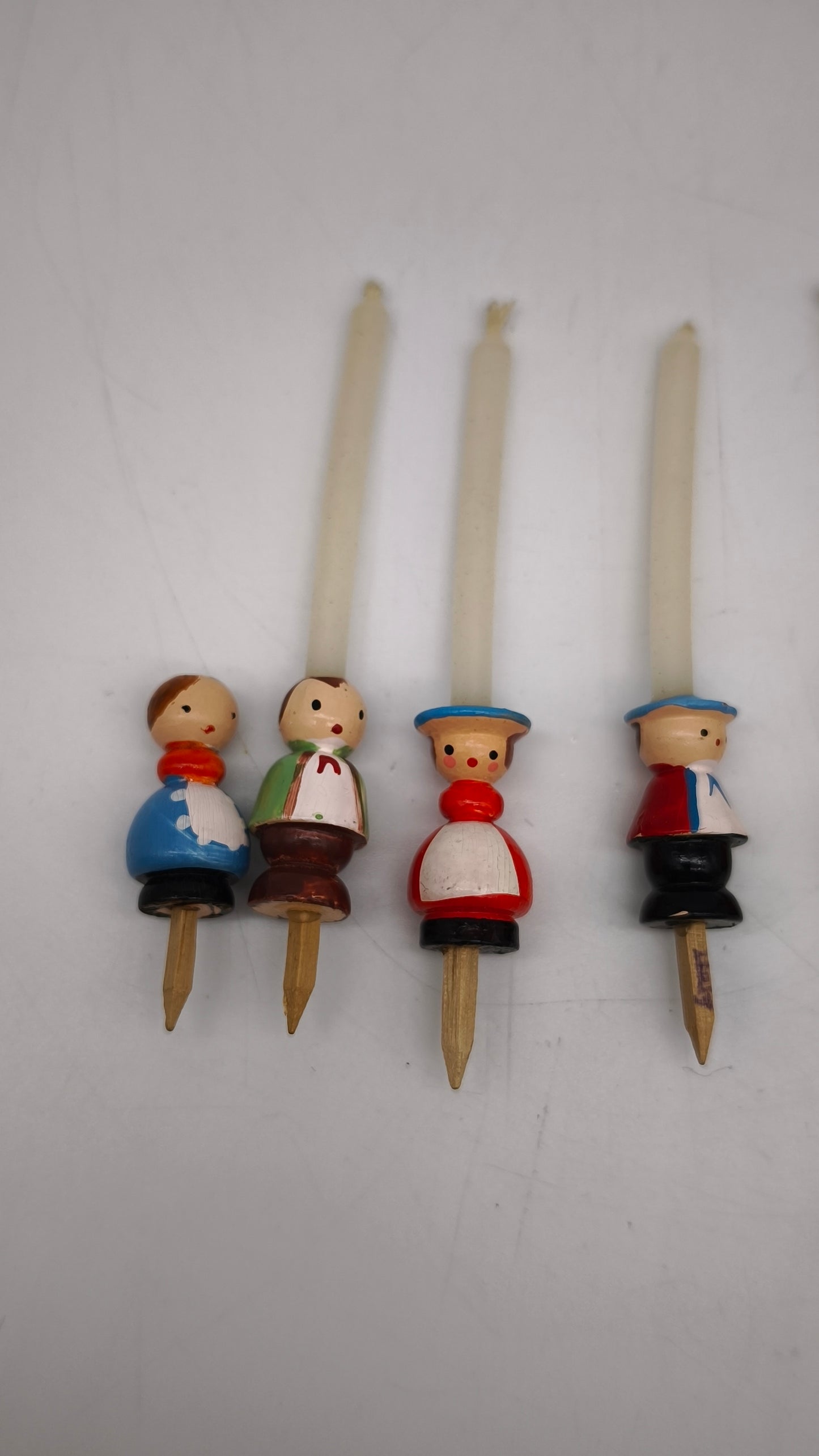 83149 Set n 6 porta candeline vintage in legno