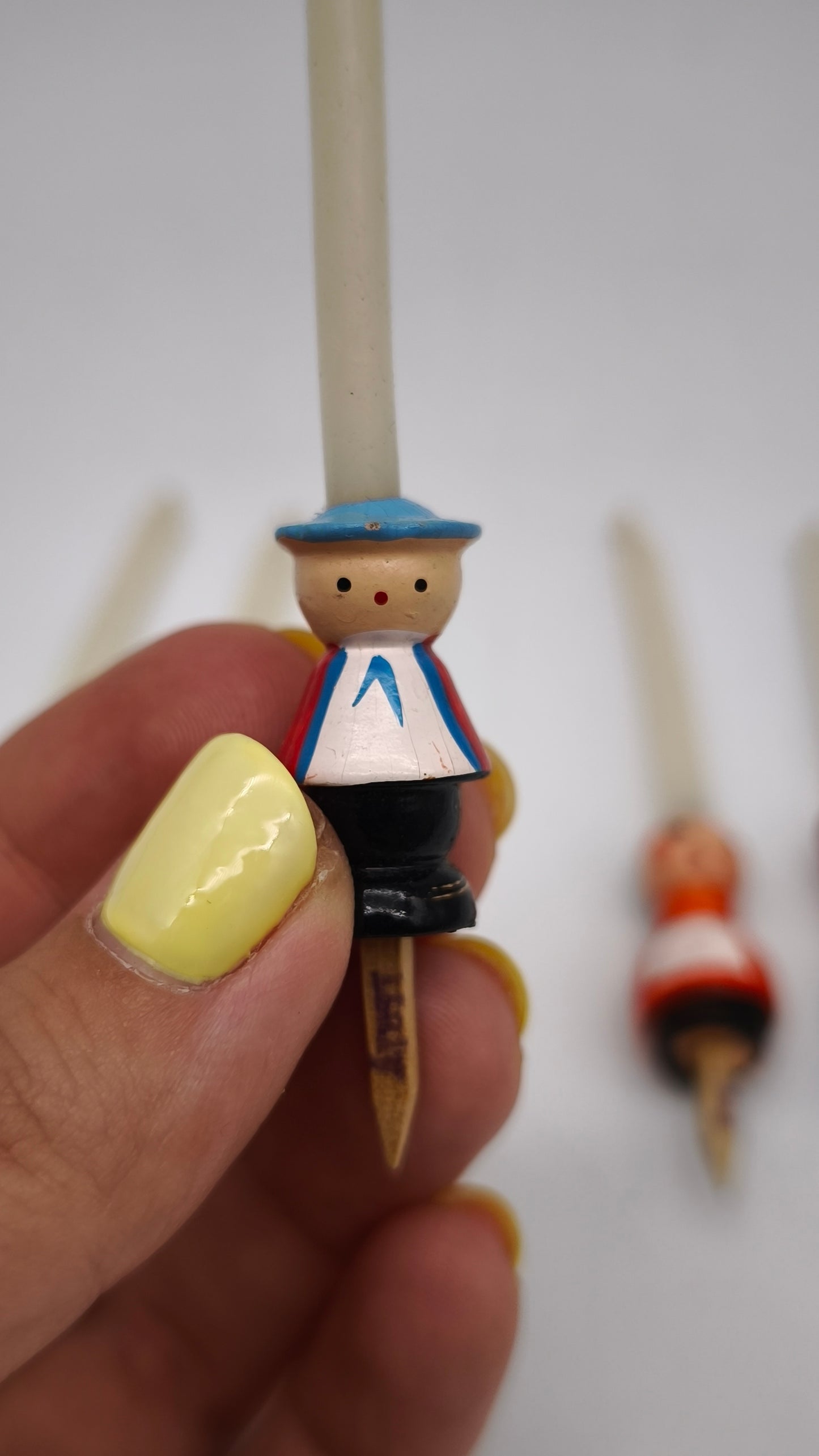83149 Set n 6 porta candeline vintage in legno