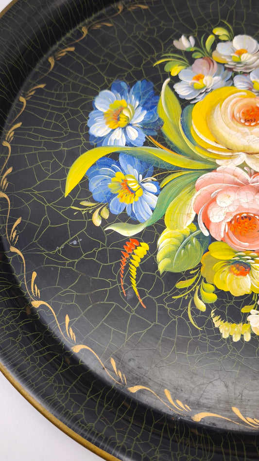 84085 Vassoio In ferro dipinto a mano