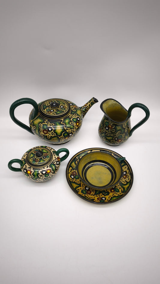 84098 Servizio da tè per 6 persone in ceramica dipinto a mano