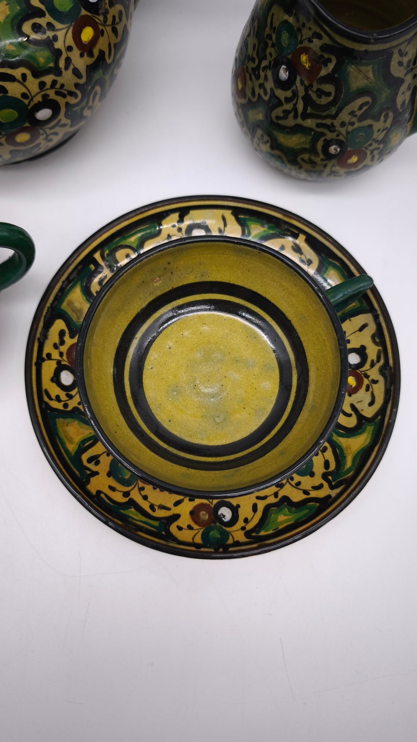 84098 Servizio da tè per 6 persone in ceramica dipinto a mano