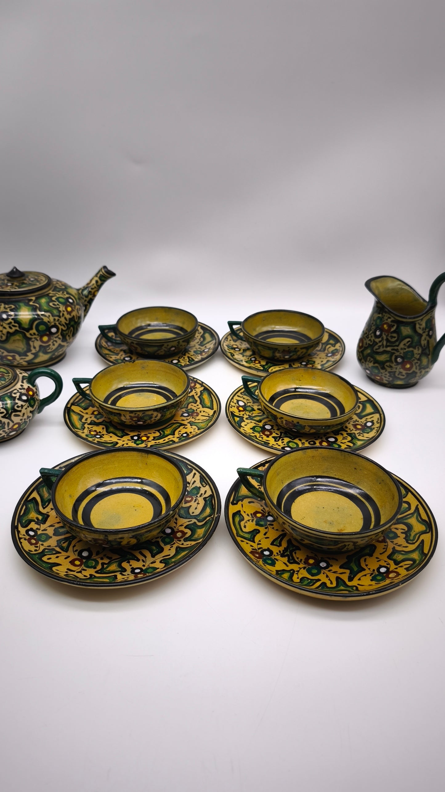 84098 Servizio da tè per 6 persone in ceramica dipinto a mano
