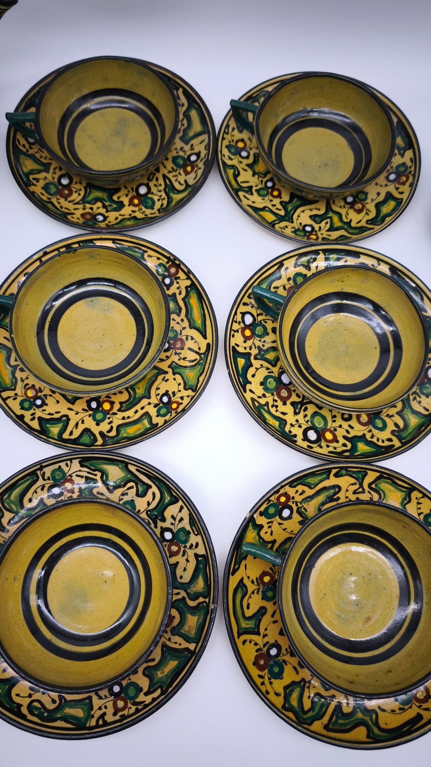 84098 Servizio da tè per 6 persone in ceramica dipinto a mano