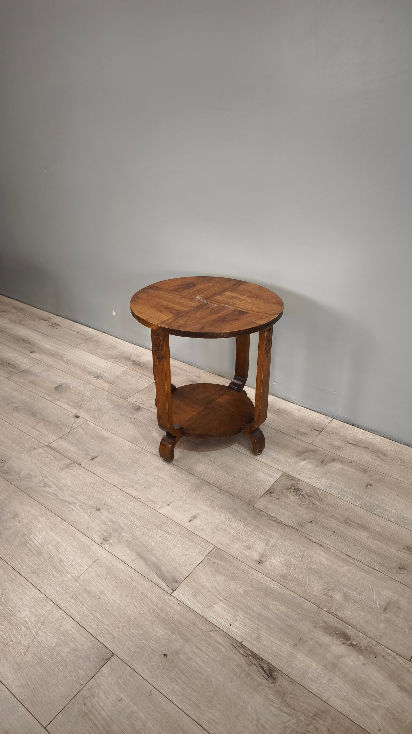 84215 Tavolino rotondo stile Art Déco con doppio ripiano