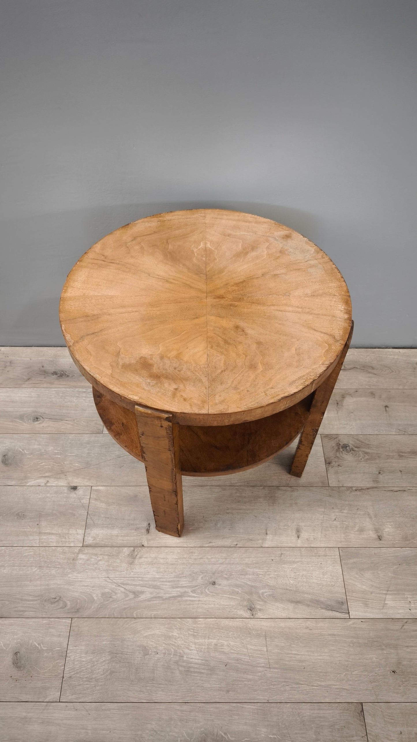 84219 Tavolino rotondo stile Art Déco con doppio ripiano