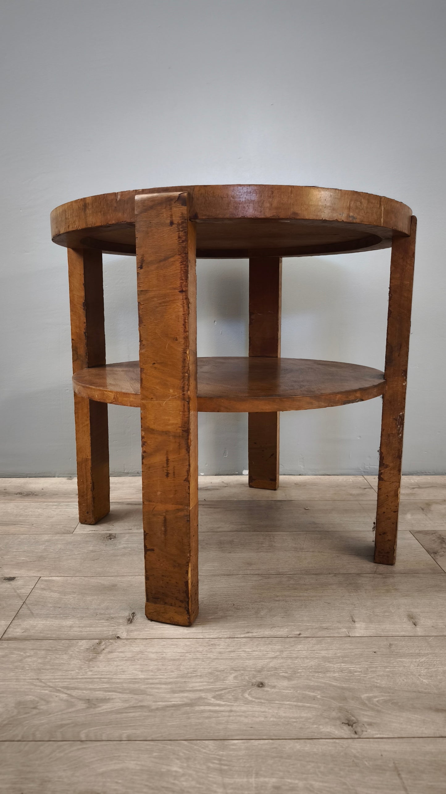84219 Tavolino rotondo stile Art Déco con doppio ripiano