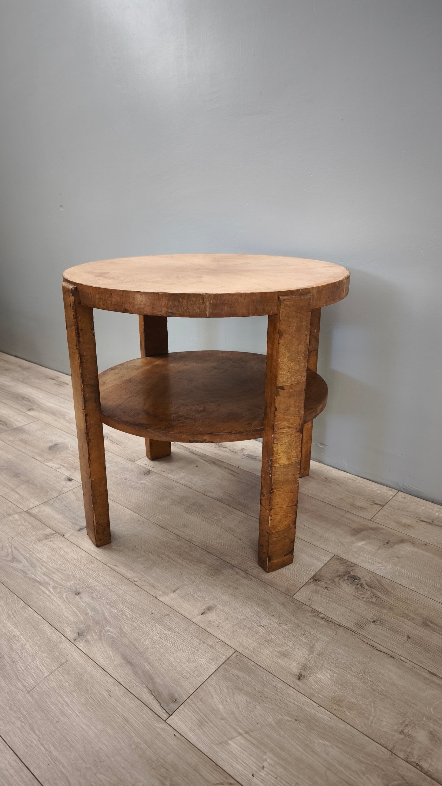 84219 Tavolino rotondo stile Art Déco con doppio ripiano