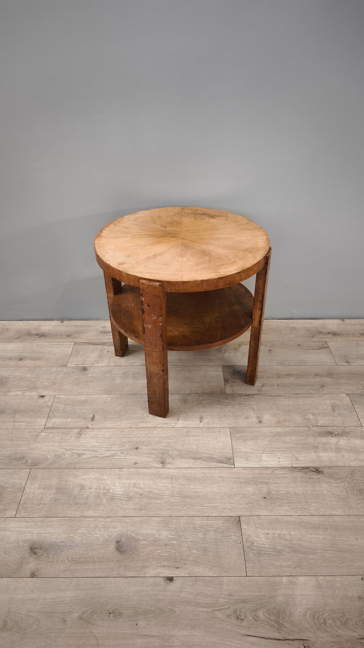 84219 Tavolino rotondo stile Art Déco con doppio ripiano