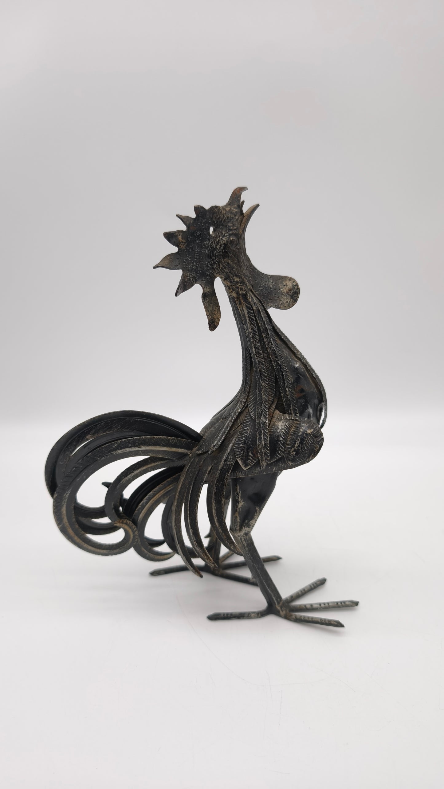 84396 Statua gallo in ferro lavorato
