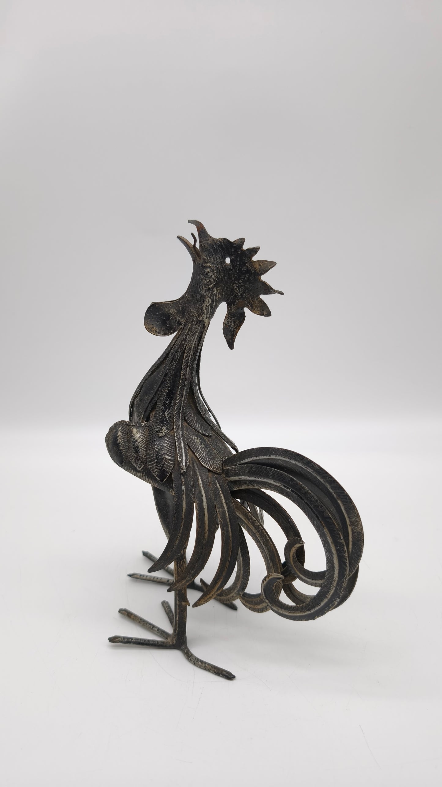 84396 Statua gallo in ferro lavorato