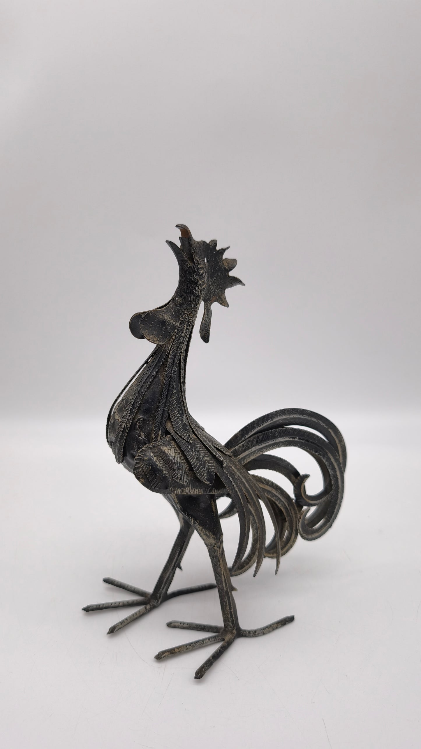 84396 Statua gallo in ferro lavorato