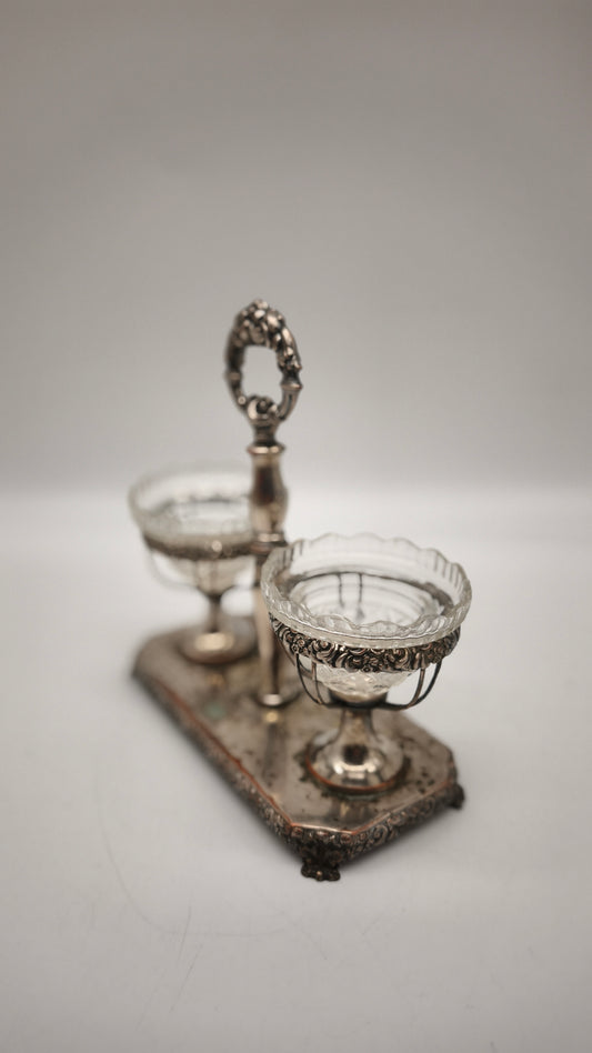 84260 Saliera da tavolo in metallo e cristallo