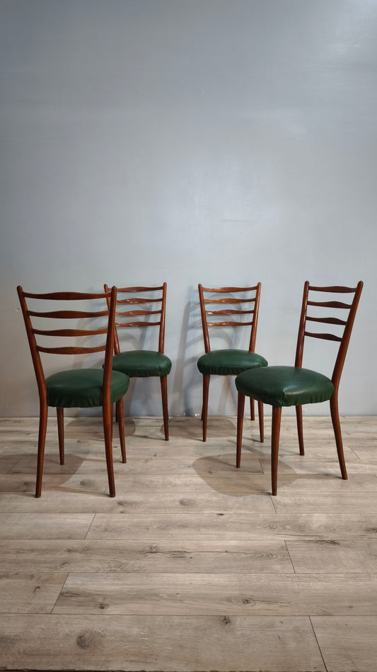 84693 Set n 4 sedie in legno con seduta verde