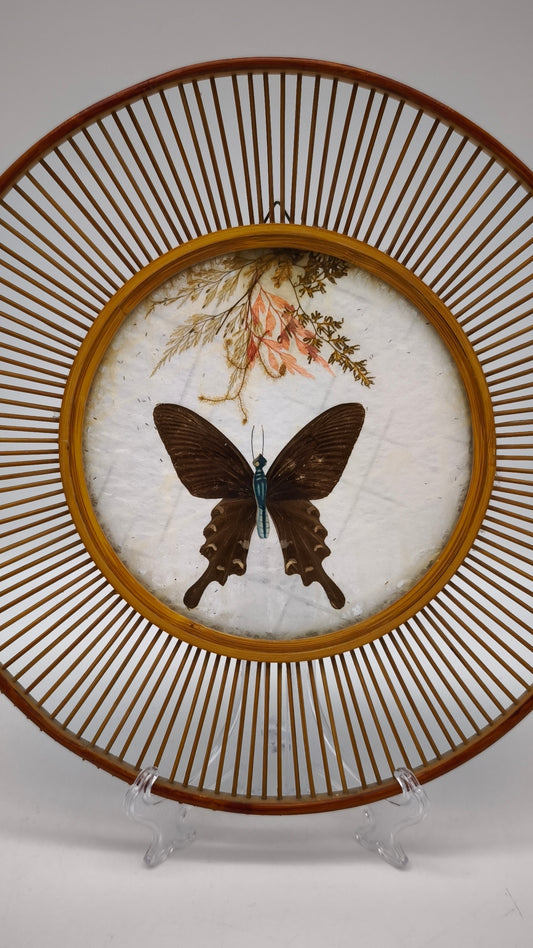 84682 Piatto decorativo in vimini con farfalla