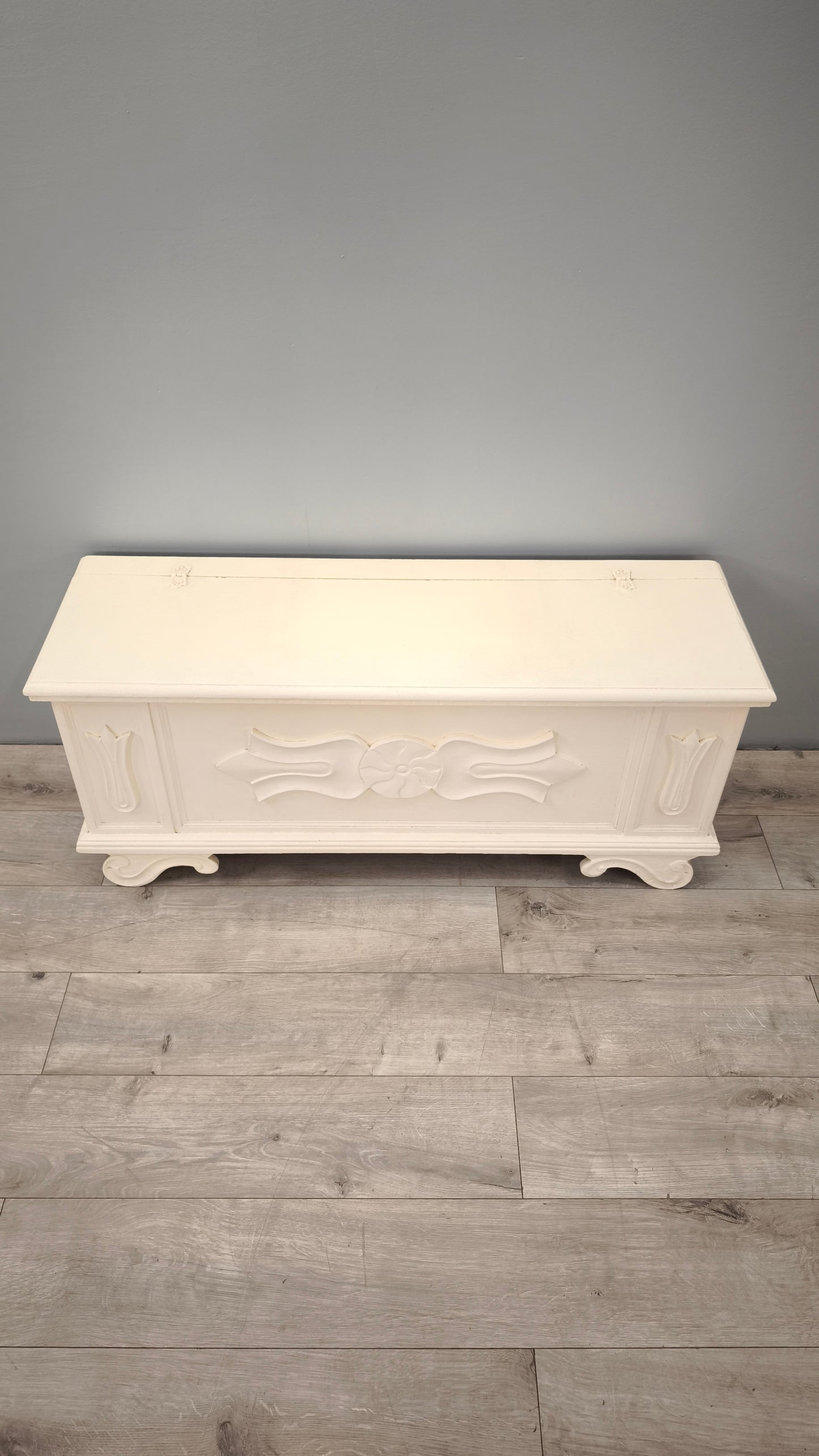 84848 Cassapanca in legno dipinta bianca