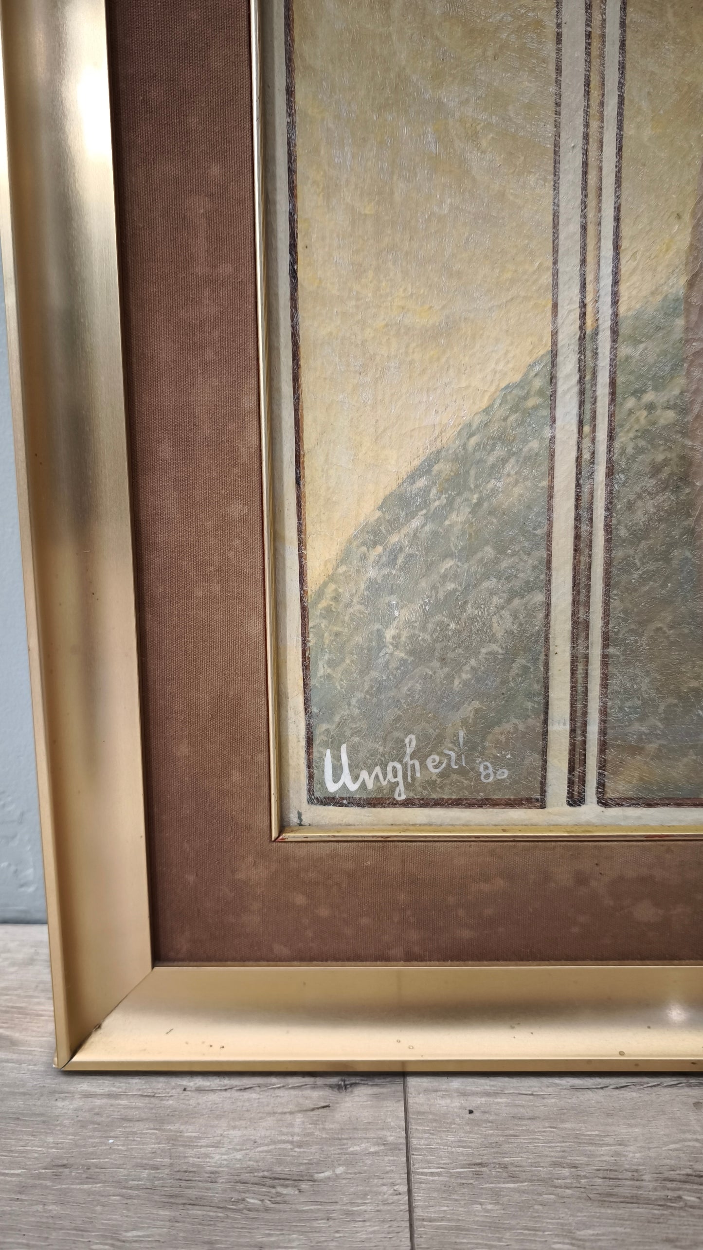 85048 Quadro Saverio Ungheri, 'L'amor che move il sole e l'altre stelle', tecnica mista su tela, 1965