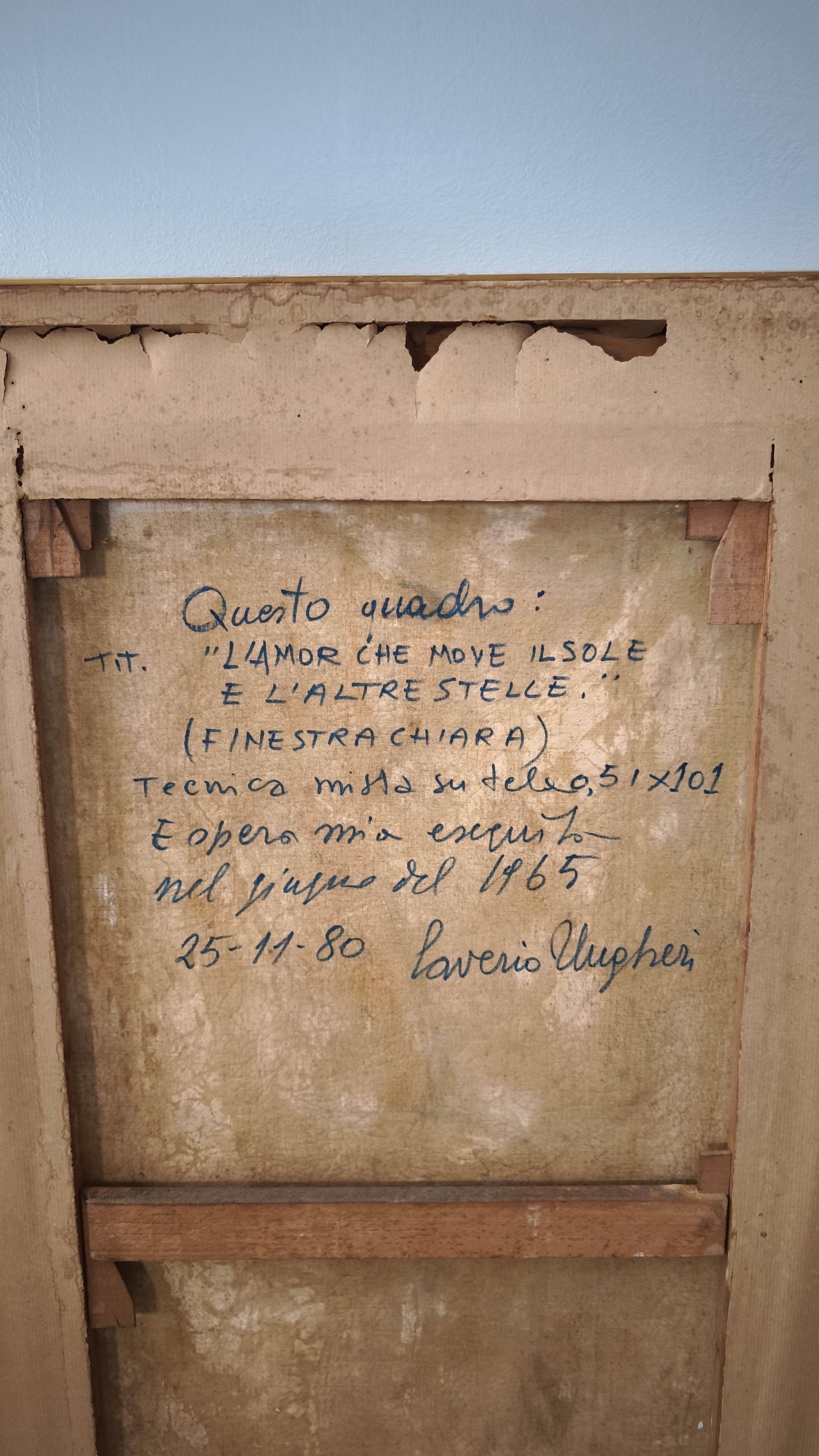 85048 Quadro Saverio Ungheri, 'L'amor che move il sole e l'altre stelle', tecnica mista su tela, 1965