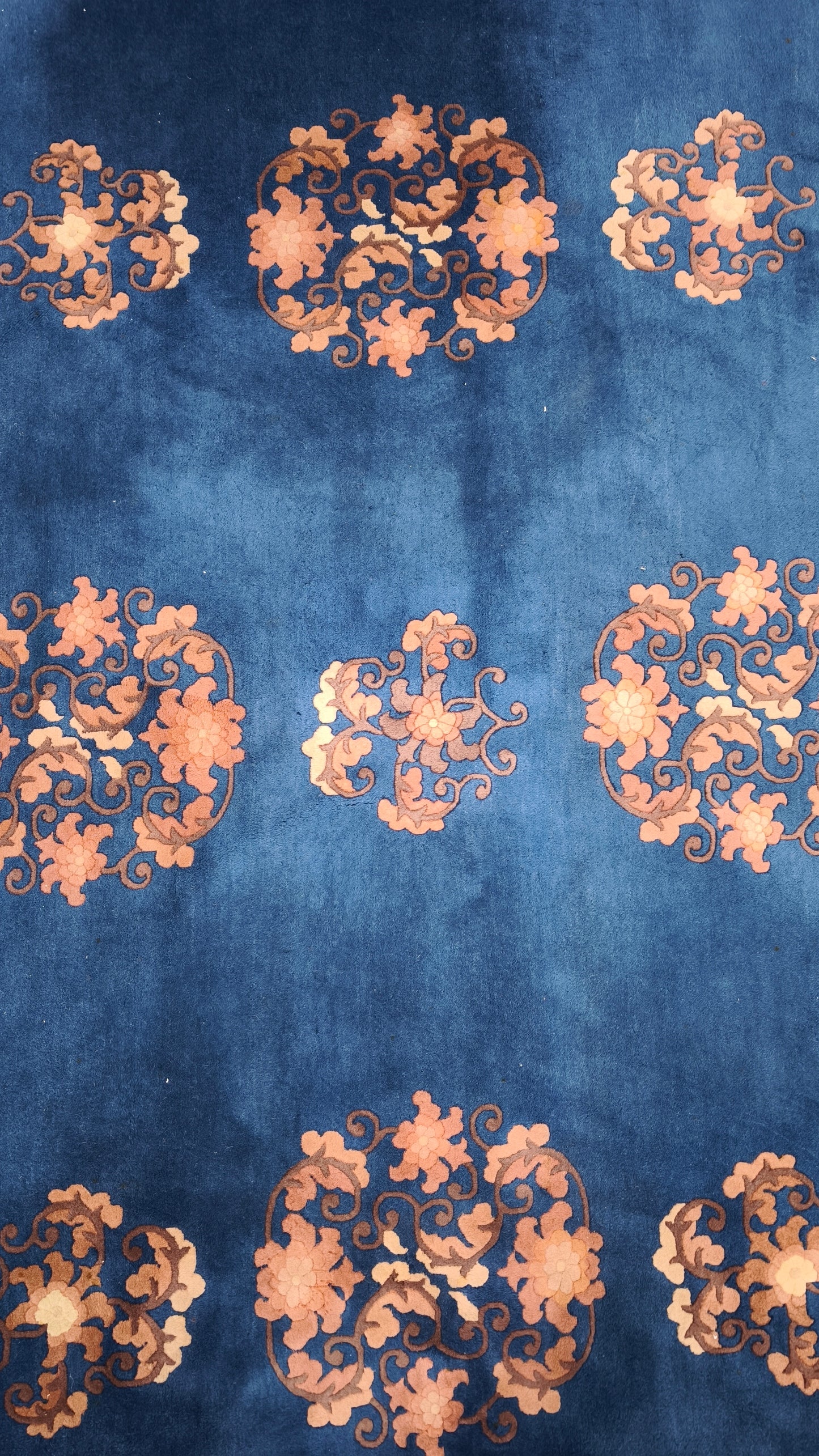 85658 Tappeto grande in fibra naturale blu e rosa con fiori 305cm x 340cm
