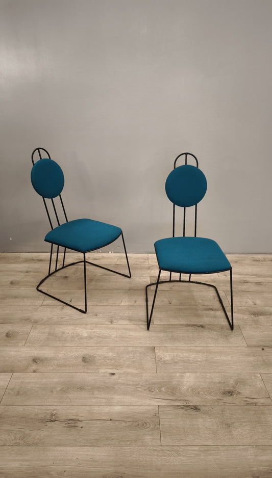 86012 Sedia in metallo e tessuto color ottanio